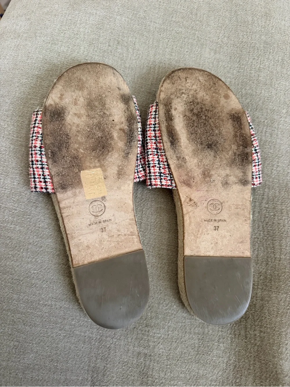 CHANEL Tweed Slide Espadrilles